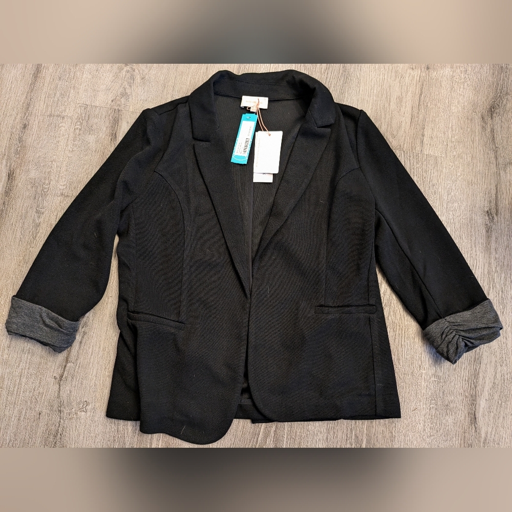 Skies Are Blue Black Asa Knit Blazer Size Large